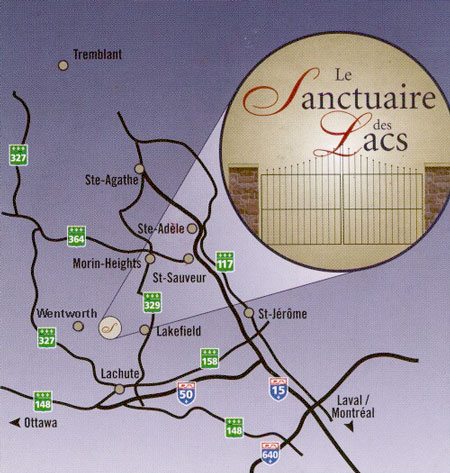 Domaine le Sanctuaire des Lacs road map