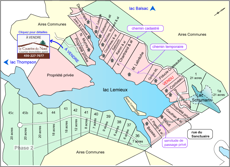 Plan technique du lac Lemieux